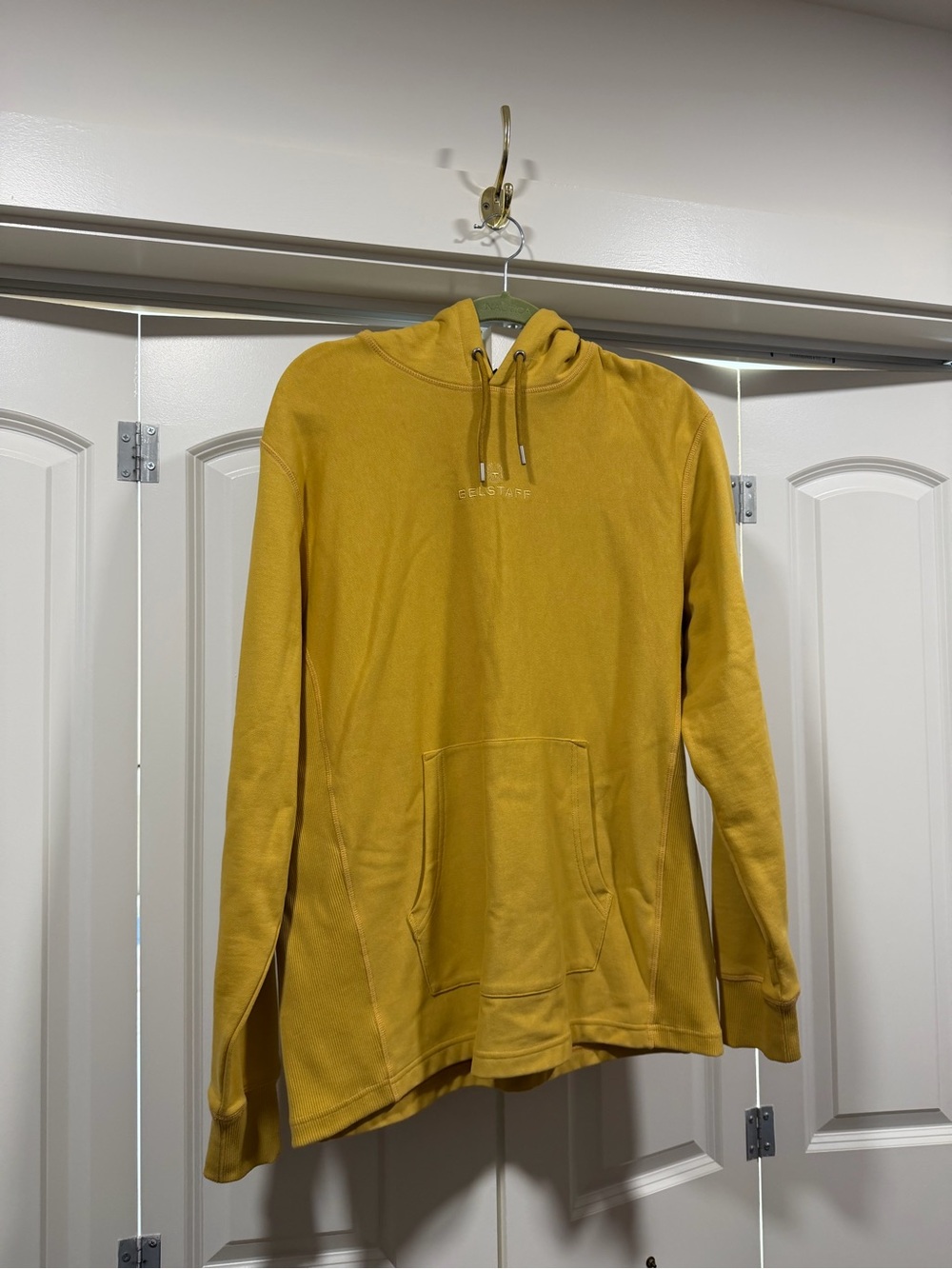Men’s BELSTAFF Mustard Yellow Hoodie — Size Large — MADE INT TURKEY